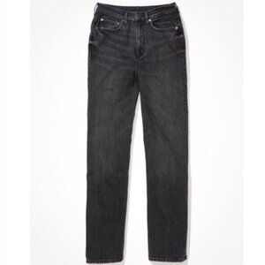 American Eagle AE AirFlex+ Original Straight Leg Jean Black Jeans Zip Pockets 30